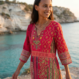 Selara Bay | Women's Printed V-Neck Maxi Dress