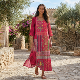 Selara Bay | Women's Printed V-Neck Maxi Dress
