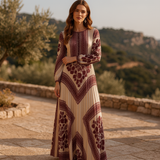 Selara Bay | Women's Printed Long Sleeve Maxi Dress