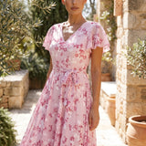 Selara Bay | Women's Floral V-Neck Maxi Dress