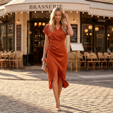 Selara Bay | Women's Wrap Midi Dress with Side Slit