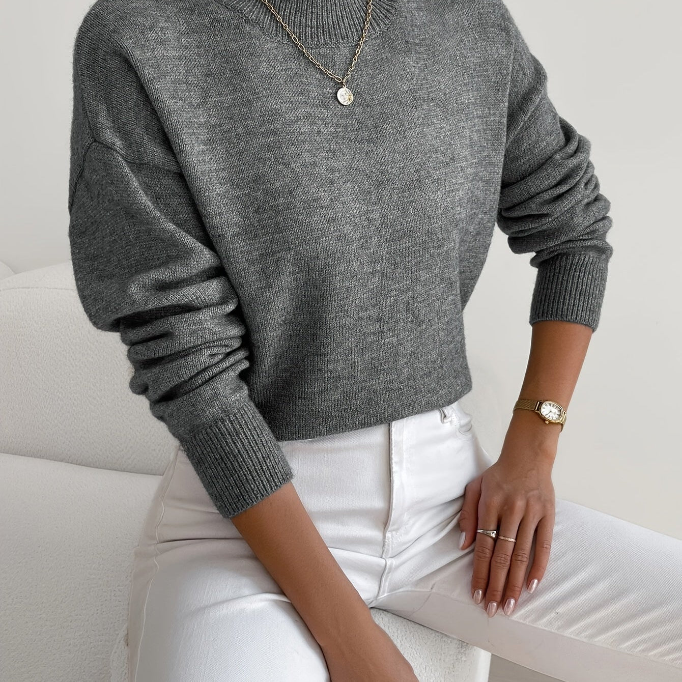 Selara Bay | Women's Mock Neck Knit Sweater