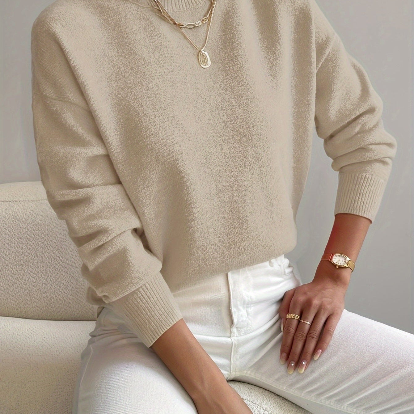 Selara Bay | Women's Mock Neck Knit Sweater