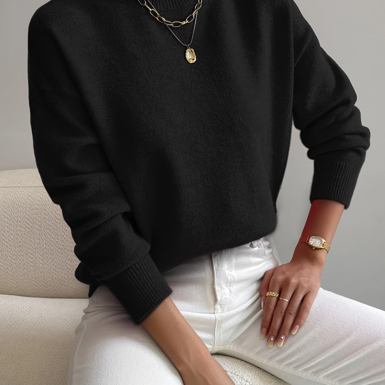 Selara Bay | Women's Mock Neck Knit Sweater