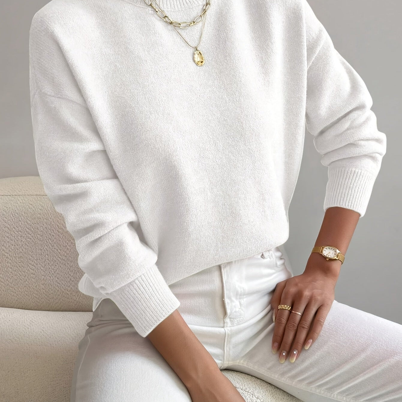 Selara Bay | Women's Mock Neck Knit Sweater