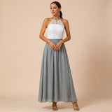 Selara Bay | Women's Lace Halter Maxi Dress