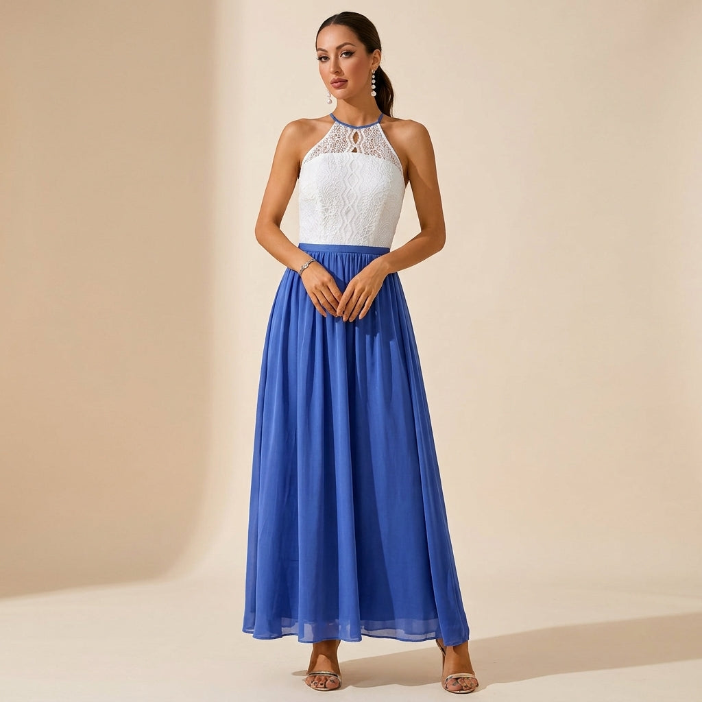 Selara Bay | Women's Lace Halter Maxi Dress