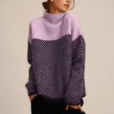 Selara Bay | Women's Herringbone High Neck Knit Sweater