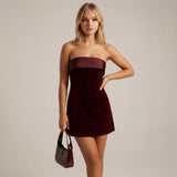 Selara Bay | Women's Velvet Strapless Mini Dress