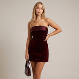 Selara Bay | Women's Velvet Strapless Mini Dress
