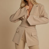 Selara Bay | Women's Belted Open Front Tailored Blazer