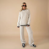 Selara Bay | Women's Knitted Sweater and Wide Leg Pants Set