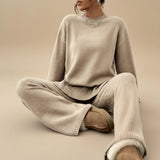 Selara Bay | Women's Knitted Sweater and Wide Leg Pants Set