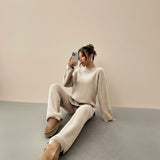 Selara Bay | Women's Knitted Sweater and Wide Leg Pants Set