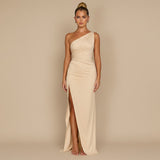 Selara Bay | Women's One-Shoulder High Slit Maxi Dress