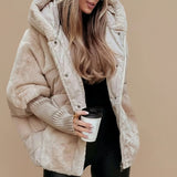 Selara Bay | Women's Hooded Faux Fur Puffer Jacket