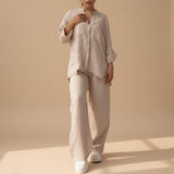 Selara Bay | Women's Button Shirt and Wide Leg Pants Set