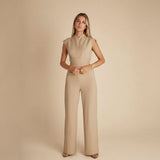 Selara Bay | Women's Belted Wide Leg Jumpsuit