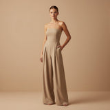 Selara Bay | Women's Strapless Wide Leg Jumpsuit
