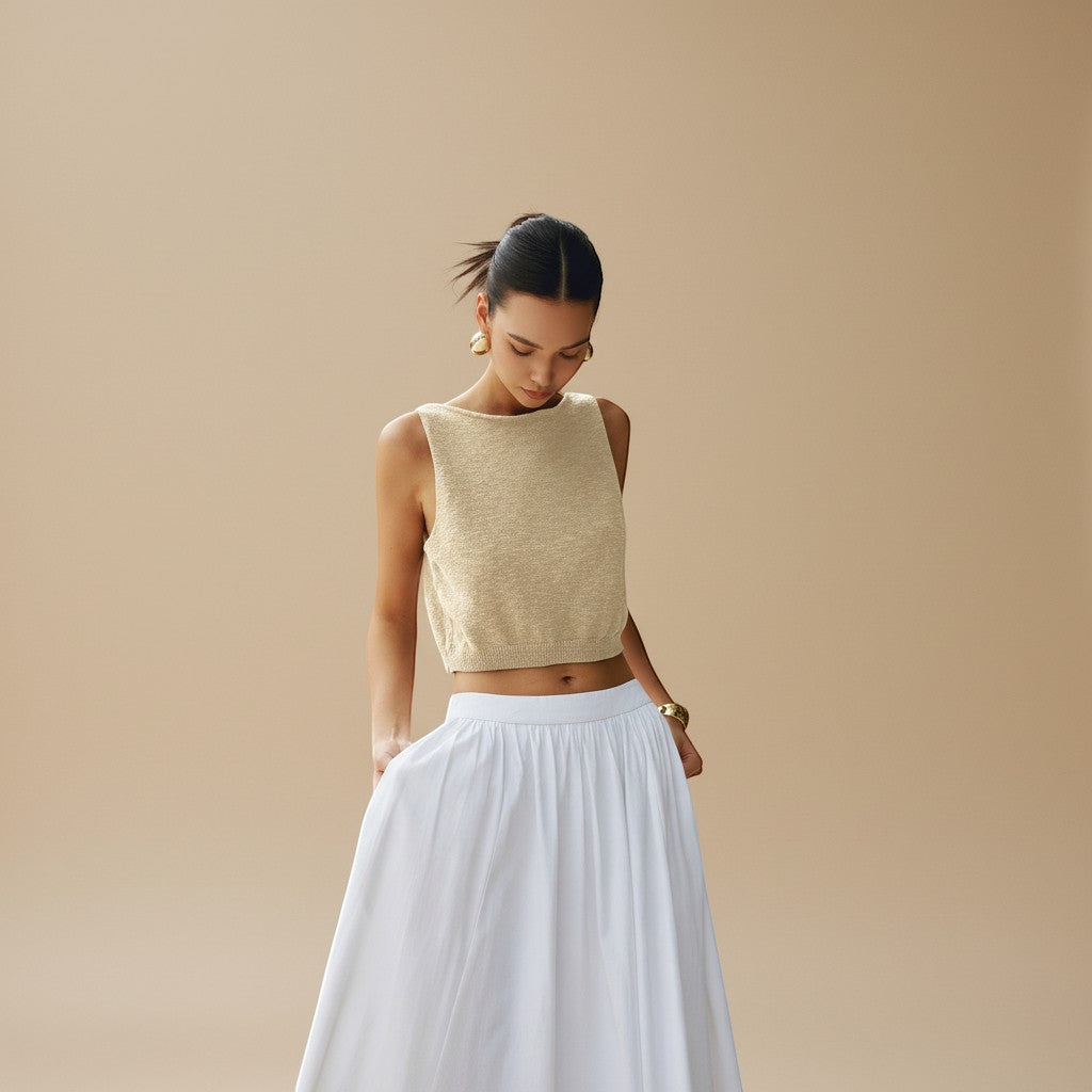 Selara Bay | Women's Cropped Sleeveless Knit Top