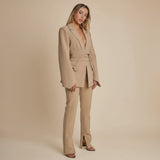Selara Bay | Women's Belted Open Front Tailored Blazer
