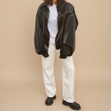 Selara Bay | Women's Oversized Zip Front Faux Leather Jacket