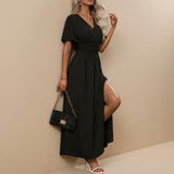 Selara Bay | Women's Wrap V-Neck Maxi Dress