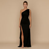 Selara Bay | Women's One-Shoulder High Slit Maxi Dress