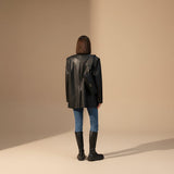 Selara Bay | Women's Oversized Faux Leather Blazer with Tailored Structure