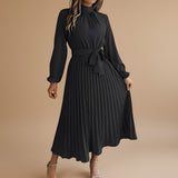 Selara Bay | Women's Pleated Tie Waist Maxi Dress