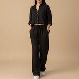 Selara Bay | Women's Button Shirt and Wide Leg Pants Set