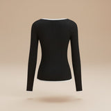 Selara Bay | Women's Ribbed V-Neck Long Sleeve Knit Top