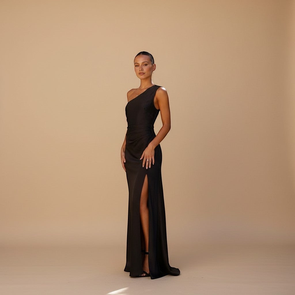 Selara Bay | Women's One-Shoulder High Slit Maxi Dress