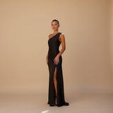Selara Bay | Women's One-Shoulder High Slit Maxi Dress