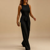 Selara Bay | Women's Sequin Belted Sleeveless Jumpsuit