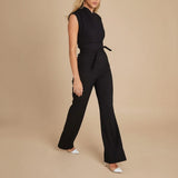 Selara Bay | Women's Belted Wide Leg Jumpsuit