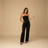 Selara Bay | Women's Strapless Wide Leg Jumpsuit