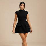 Selara Bay | Women's Mock Neck A-Line Mini Dress