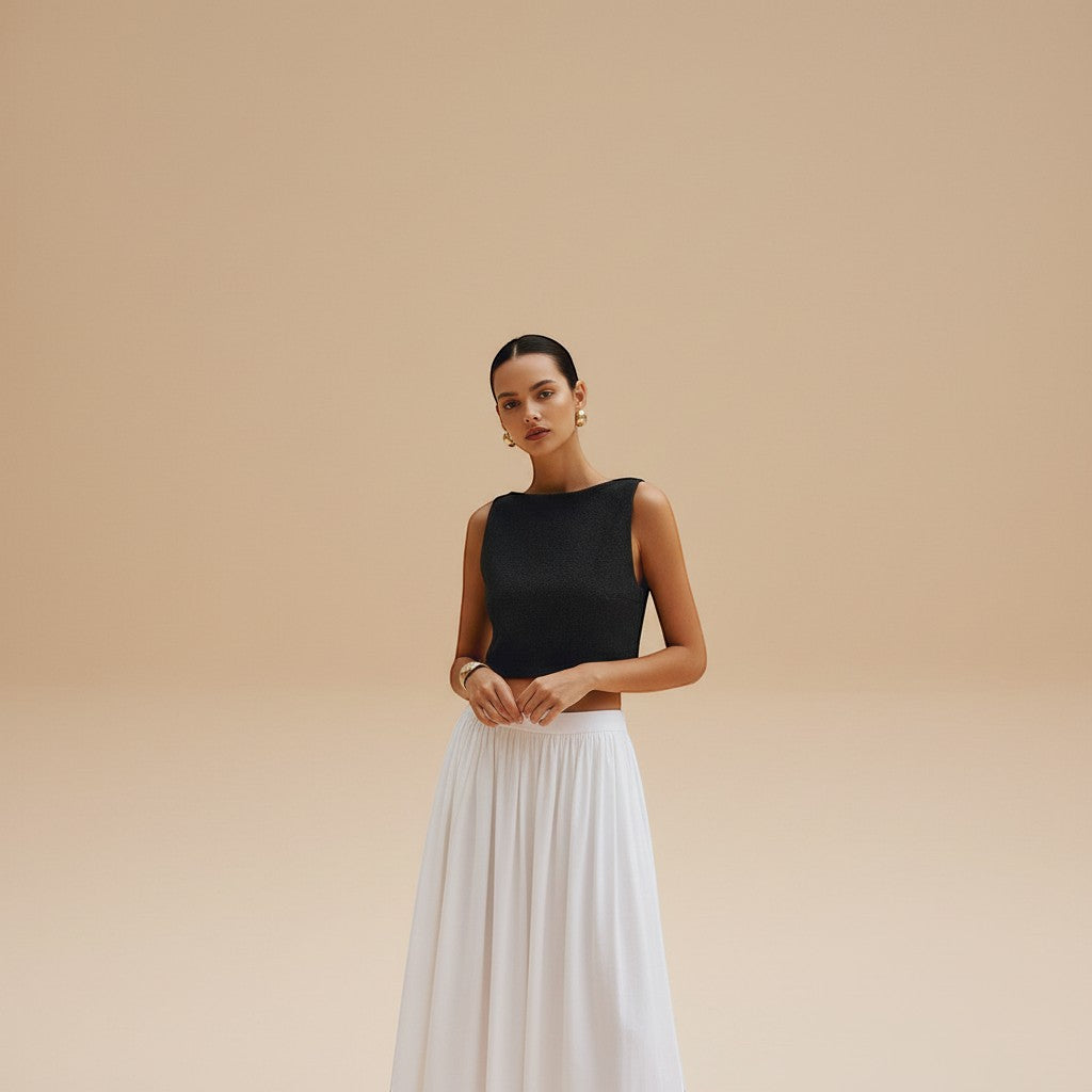 Selara Bay | Women's Cropped Sleeveless Knit Top