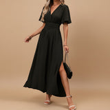 Selara Bay | Women's Wrap V-Neck Maxi Dress