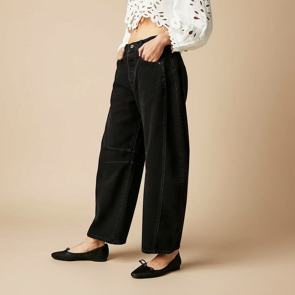 Selara Bay | Women's Leopard Print Wide Leg Jeans