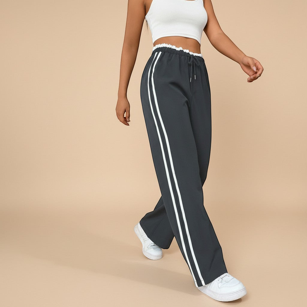 Selara Bay | Women's Wide Leg Side Stripe Track Pants