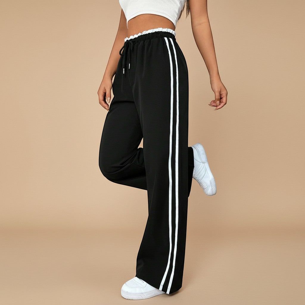 Selara Bay | Women's Wide Leg Side Stripe Track Pants