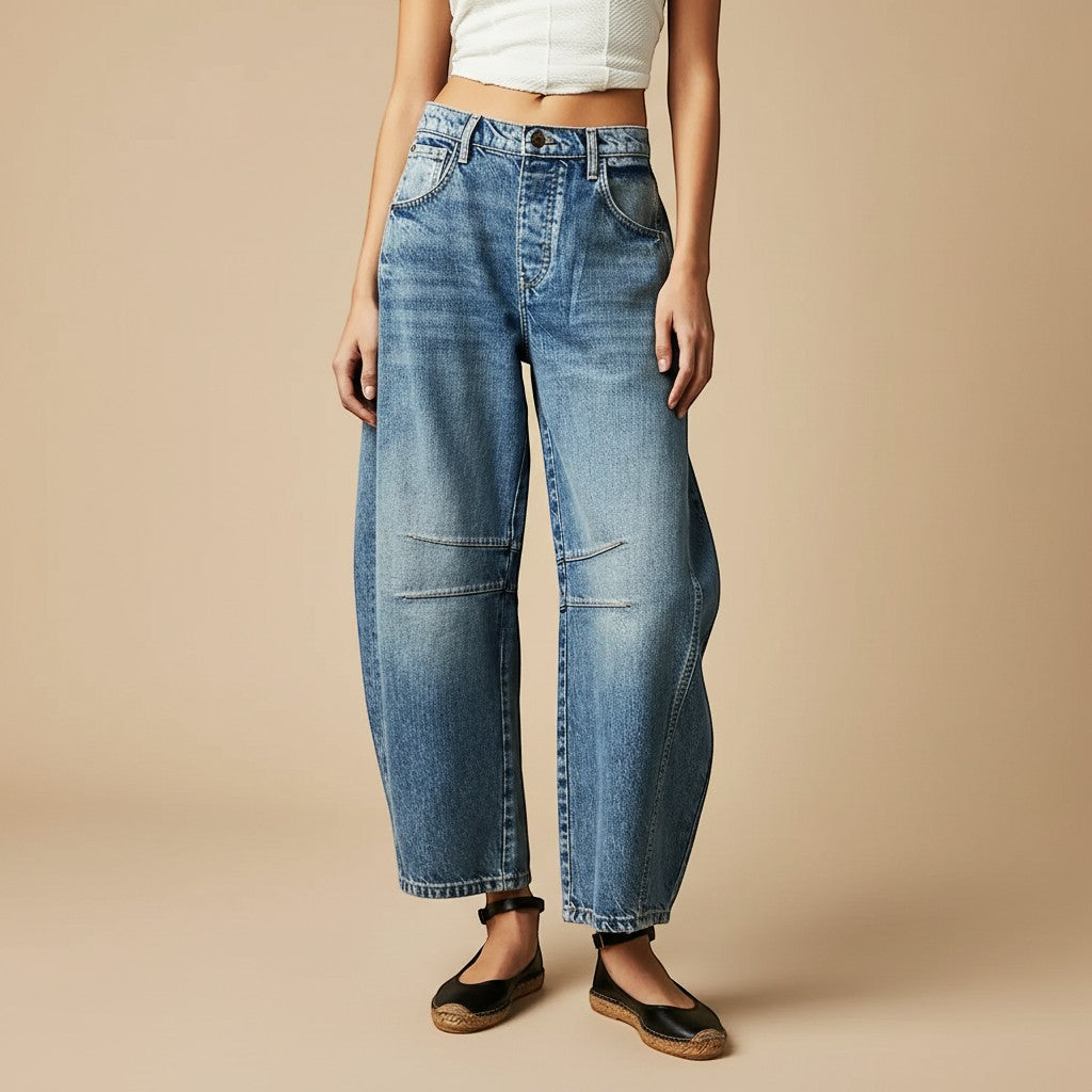 Selara Bay | Women's Leopard Print Wide Leg Jeans