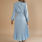 Selara Bay | Women's Pleated Tie Waist Maxi Dress