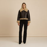 Selara Bay | Women's Faux Leather Shearling Collar Jacket