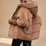 Selara Bay | Women's Hooded Faux Fur Puffer Jacket