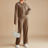 Selara Bay | Women's Ribbed Hoodie and Wide Leg Pants Set