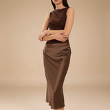Selara Bay | Women's Sleeveless Satin Maxi Dress