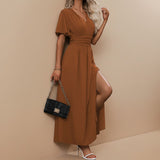 Selara Bay | Women's Wrap V-Neck Maxi Dress